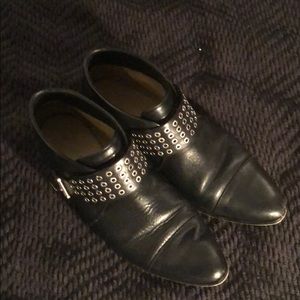 Black grommet strap booties